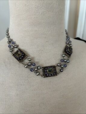 Liz Paiacios Beaded Lavender Tone Statement Necklace